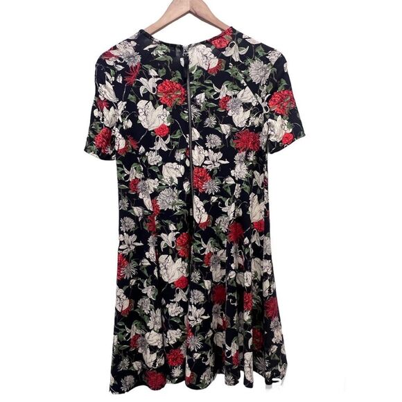 Zara TRF Black Floral Rose Botanical Swing Short Sleeve Flowy Tunic Dress 💜 - Picture 8 of 11